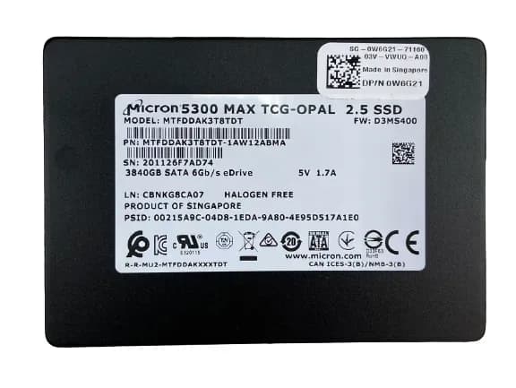 Dell W6G21 3.84TB 6Gb/s SATA Solid State Drive