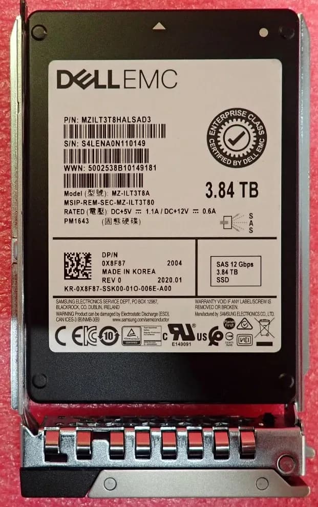 Dell X8F87 3.84TB 12Gb/s SAS Solid State Drive