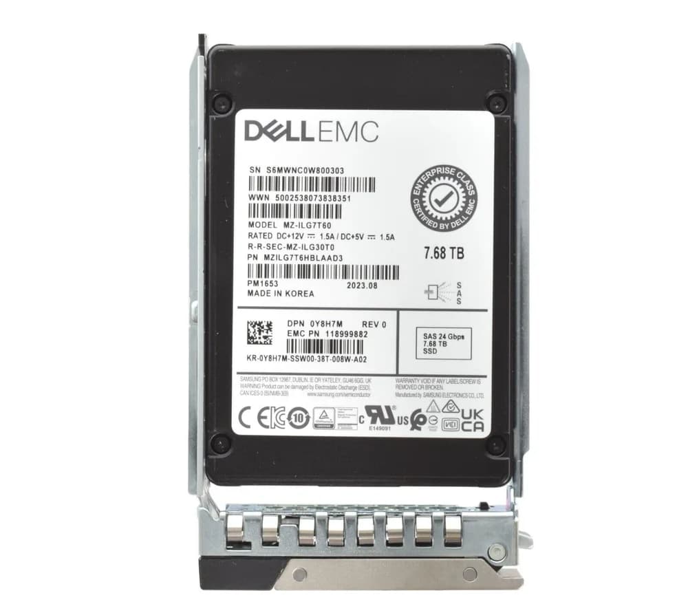 Dell Y8H7M 7.68TB 24Gb/s SAS Solid State Drive