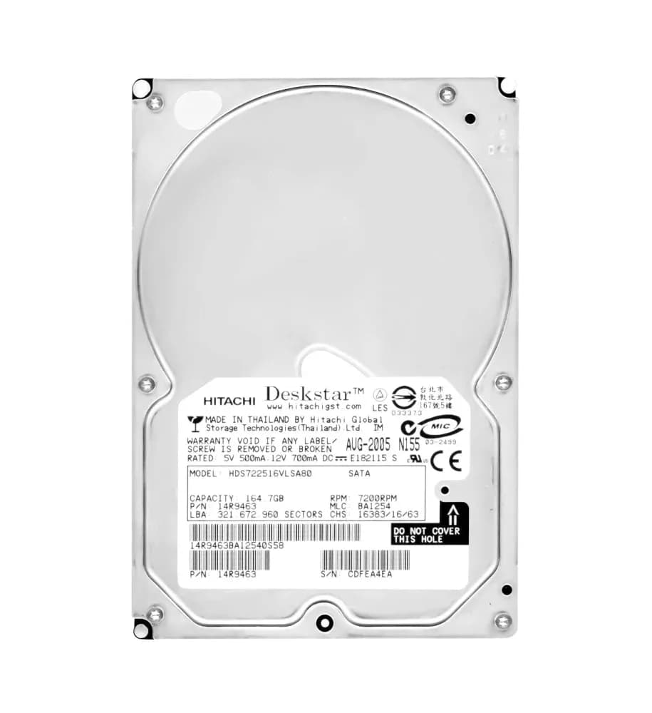 Hitachi HDS722516VLSA80 160GB 1.5Gb/s SATA