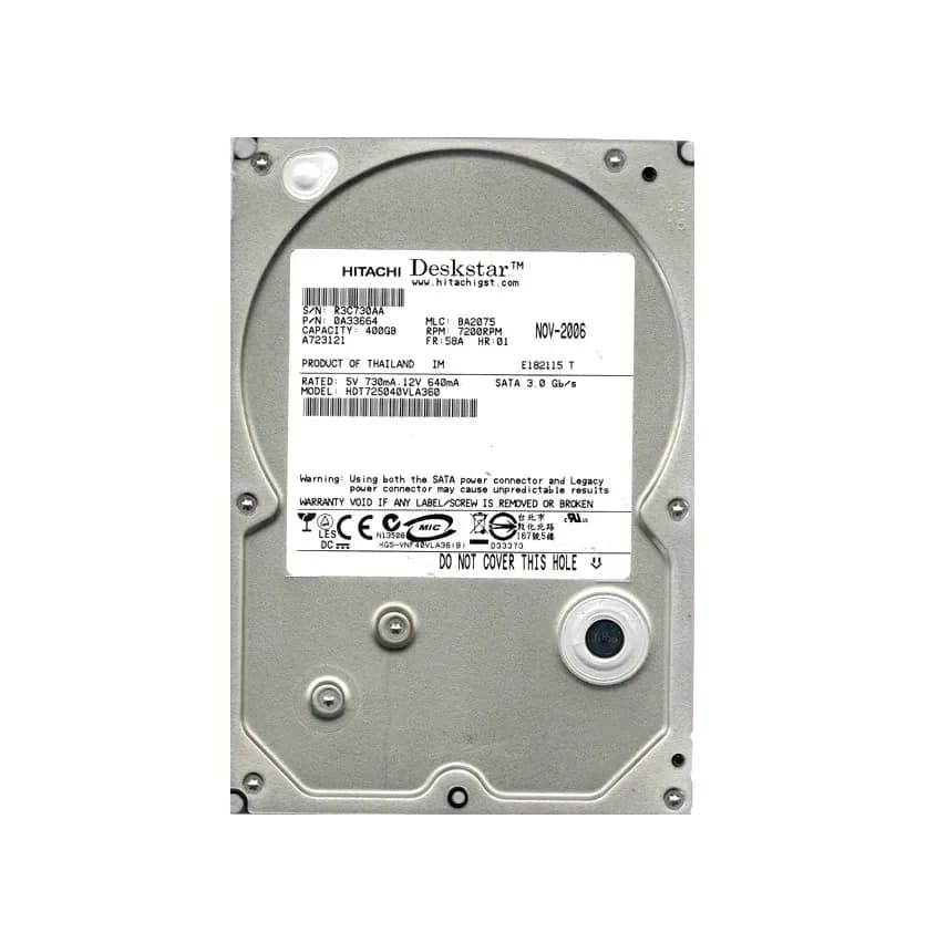 Hitachi HDT725040VLA360 400GB 3Gb/s SATA