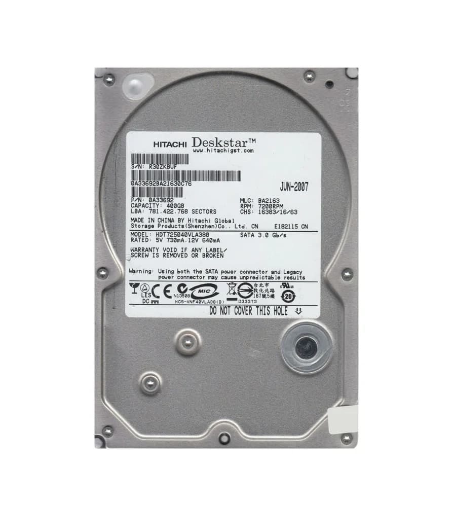 Hitachi HDT725040VLA380 400GB 3Gb/s SATA