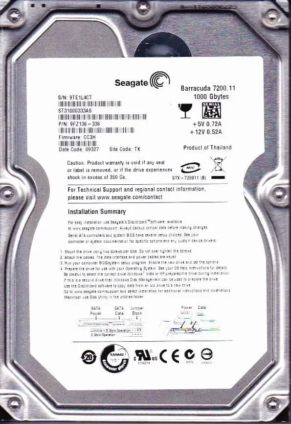 Seagate ST31000333AS 1TB 3Gb/s SATA