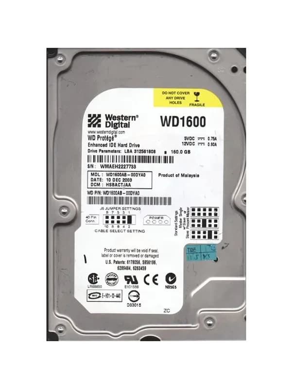 Western Digital WD1600AB-00DYA0 160GB IDE Ultra ATA/100 (ATA-6)