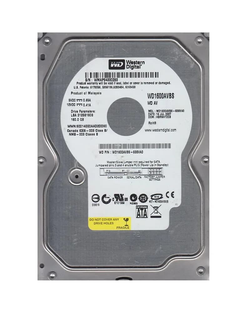 Western Digital WD1600AVBS-63SVA0 160GB 3Gb/s SATA