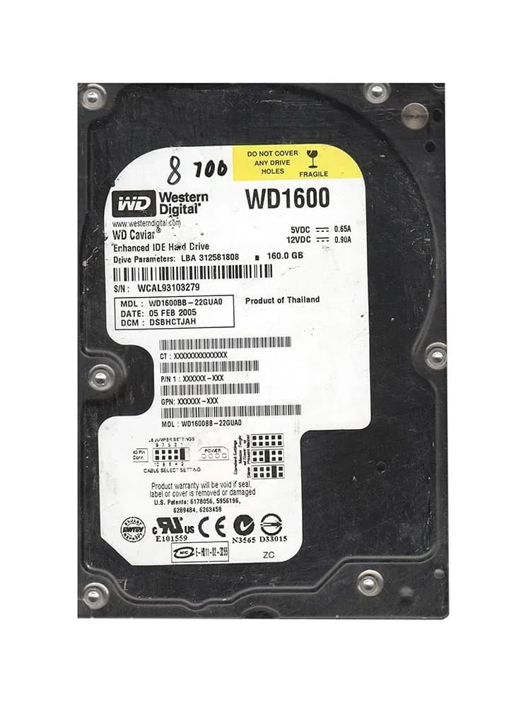Western Digital WD1600BB-22GUA0 160GB