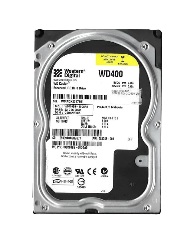 Western Digital WD400BB-60DGA0 40GB