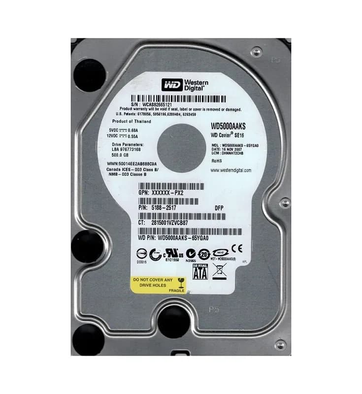 Western Digital WD5000AAKS-65YGA0 500GB 3Gb/s SATA