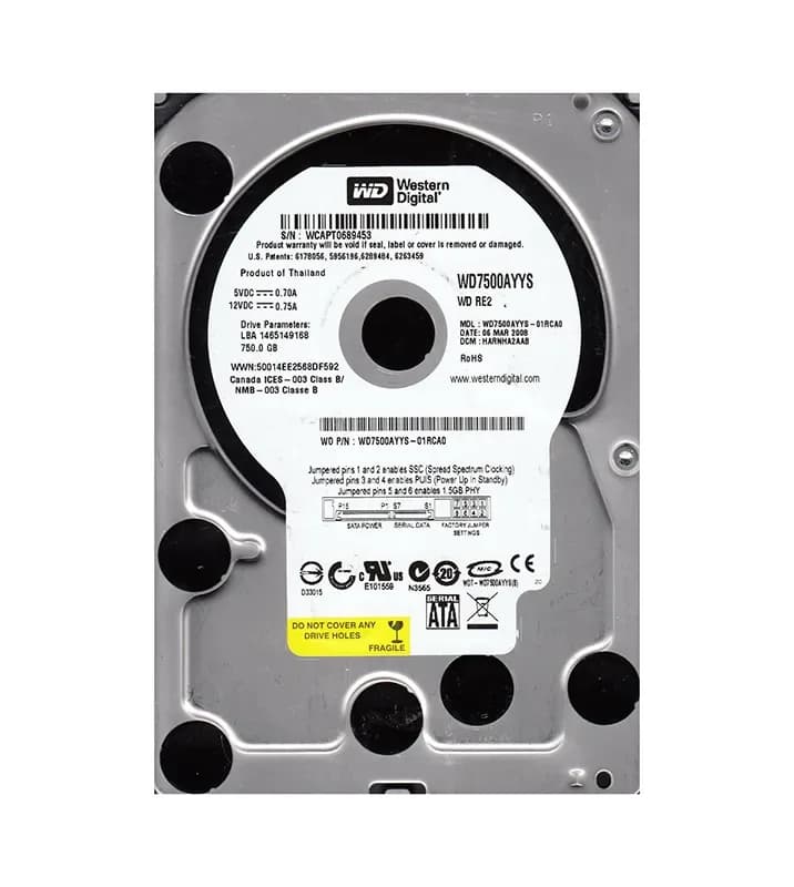 Western Digital WD7500AYYS-01RCA0 750GB 3Gb/s SATA