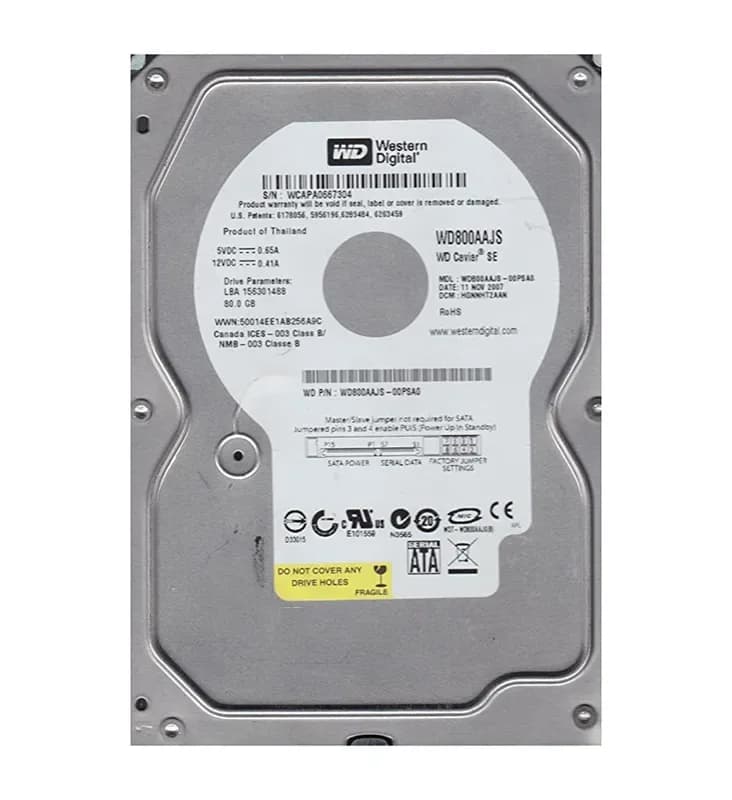 Western Digital WD800AAJS-00PSA0 80GB 3Gb/s SATA