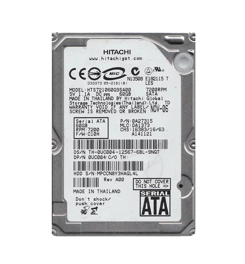 Hitachi HTS721060G9SA00 60GB 1.5Gb/s SATA