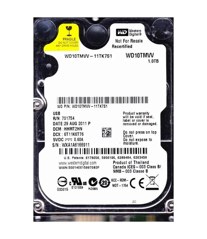 Western Digital WD10TMVV-11TK7S1 1TB 1.5Gb/s SATA