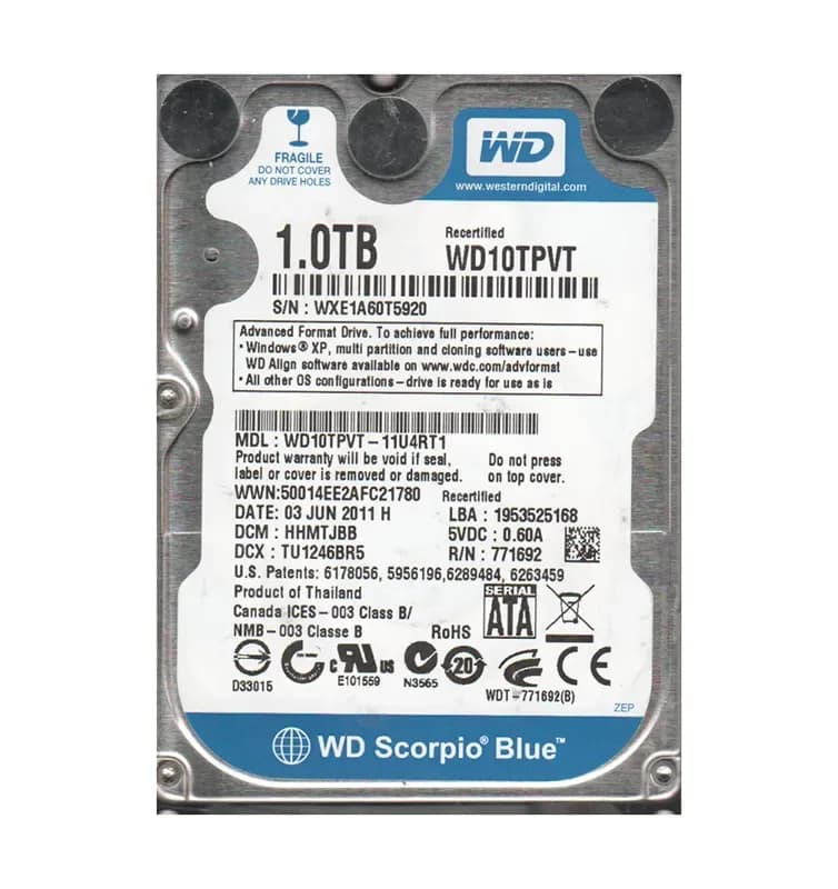 Western Digital WD10TPVT-11U4RT1 1TB 3Gb/s SATA