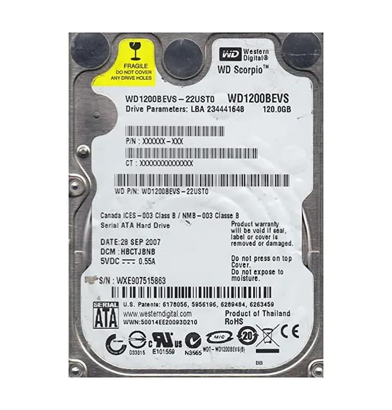 Western Digital WD1200BEVS-22UST0 120GB 1.5Gb/s SATA