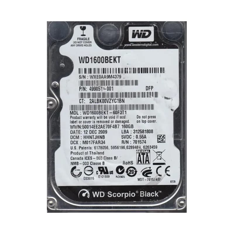 Western Digital WD1600BEKT-60F3T1 160GB 3Gb/s SATA