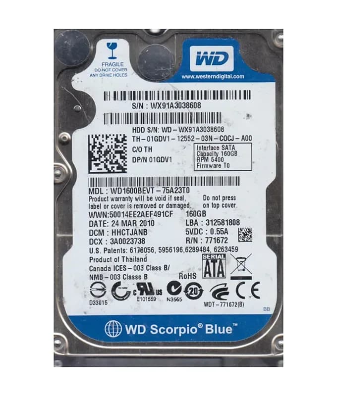 Western Digital WD1600BEVT-75A23T0 160GB 3Gb/s SATA