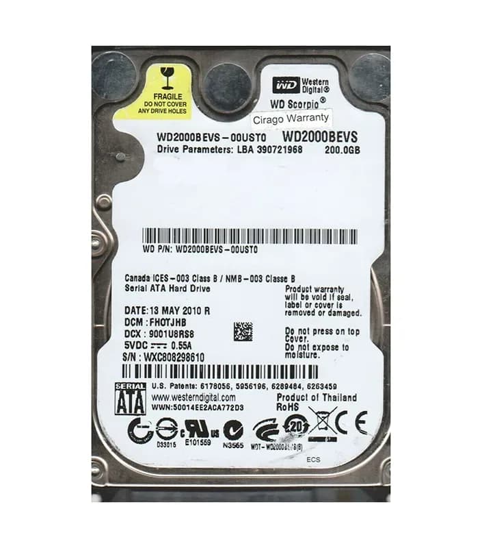 Western Digital WD2000BEVS-00UST0 200GB 1.5Gb/s SATA