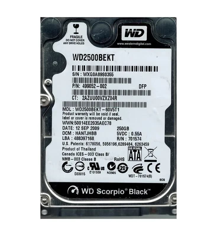 Western Digital WD2500BEKT-60V5T1 250GB 3Gb/s SATA