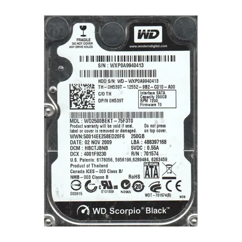 Western Digital WD2500BEKT-75F3T0 250GB 3Gb/s SATA