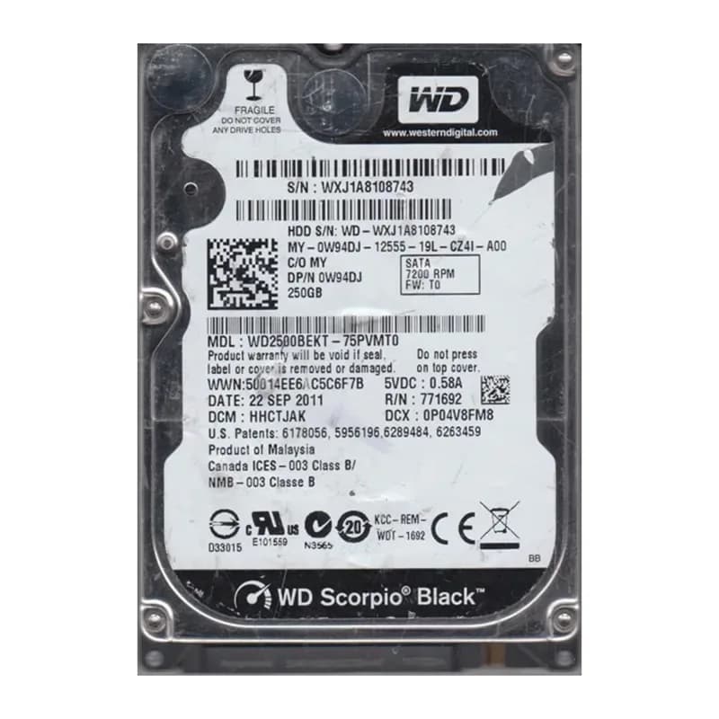 Western Digital WD2500BEKT-75PVMT0 250GB 3Gb/s SATA