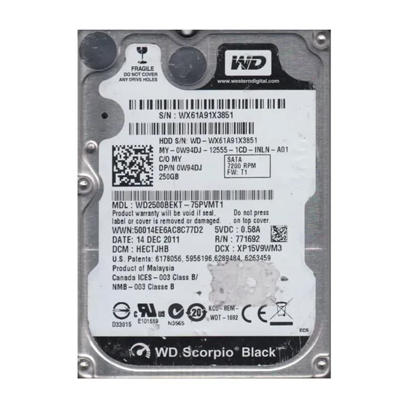 Western Digital WD2500BEKT-75PVMT1 250GB 3Gb/s SATA