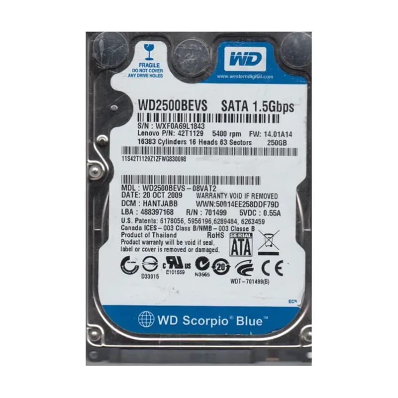 Western Digital WD2500BEVS-08VAT2 250GB 1.5Gb/s SATA