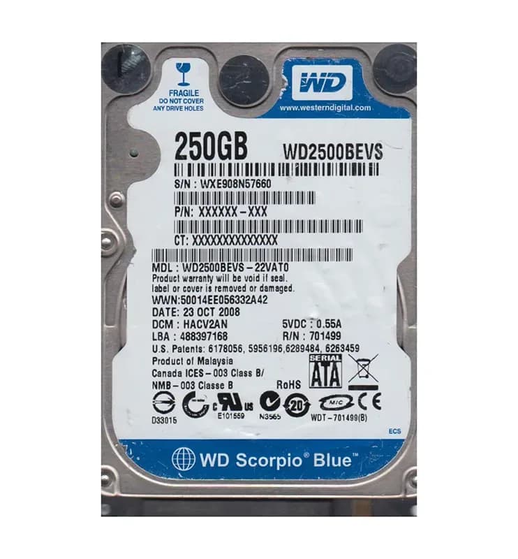 Western Digital WD2500BEVS-22VAT0 250GB 1.5Gb/s SATA