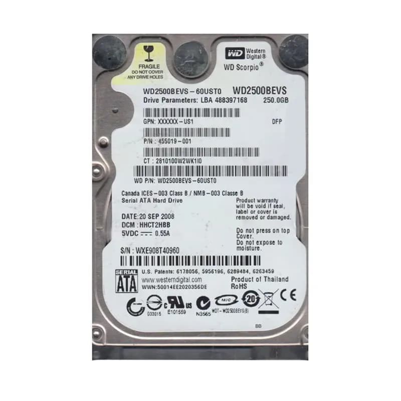 Western Digital WD2500BEVS-60UST0 250GB 1.5Gb/s SATA