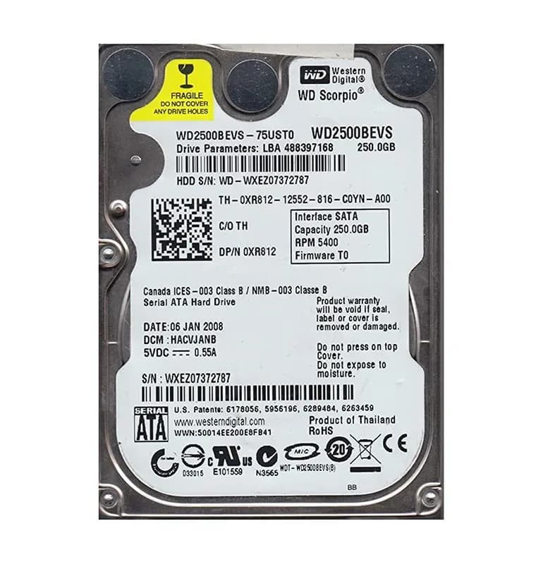 Western Digital WD2500BEVS-75UST0 250GB 1.5Gb/s SATA