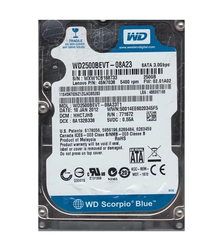 Western Digital WD2500BEVT-08A23T1 250GB 3Gb/s SATA