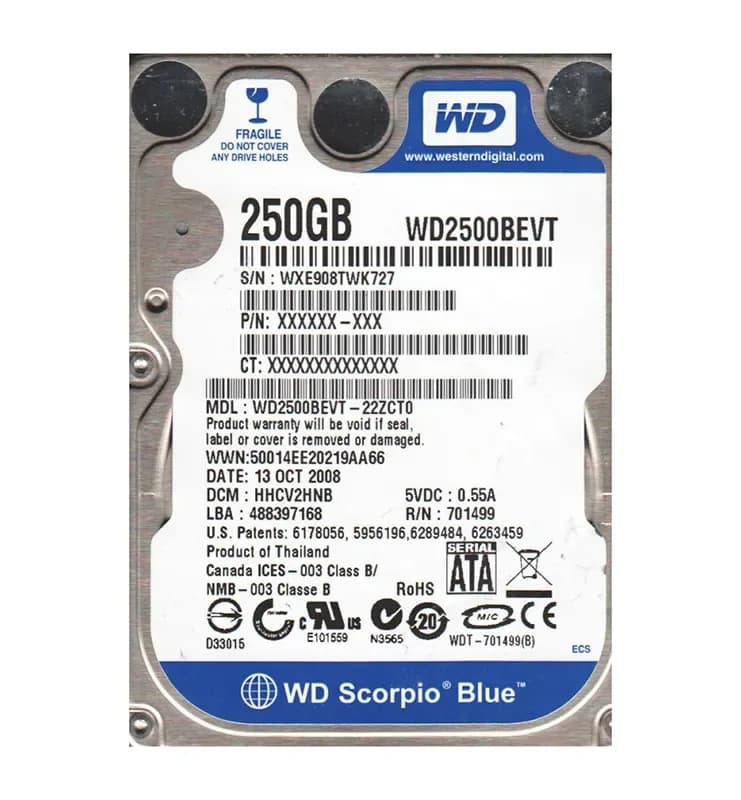 Western Digital WD2500BEVT-22ZCT0 250GB 3Gb/s SATA
