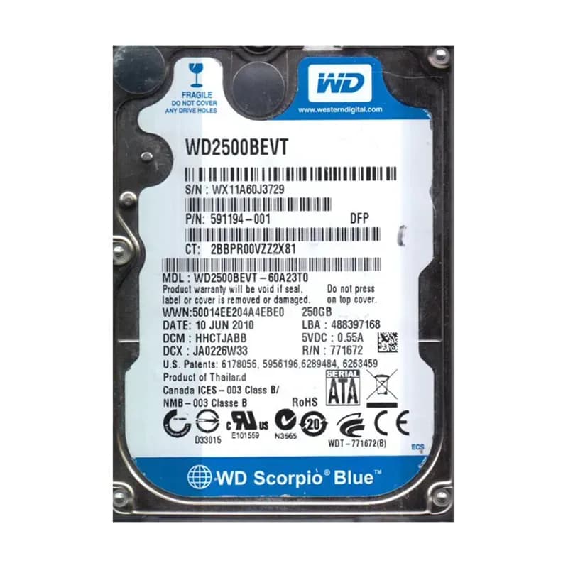 Western Digital WD2500BEVT-60A23T0 250GB 3Gb/s SATA