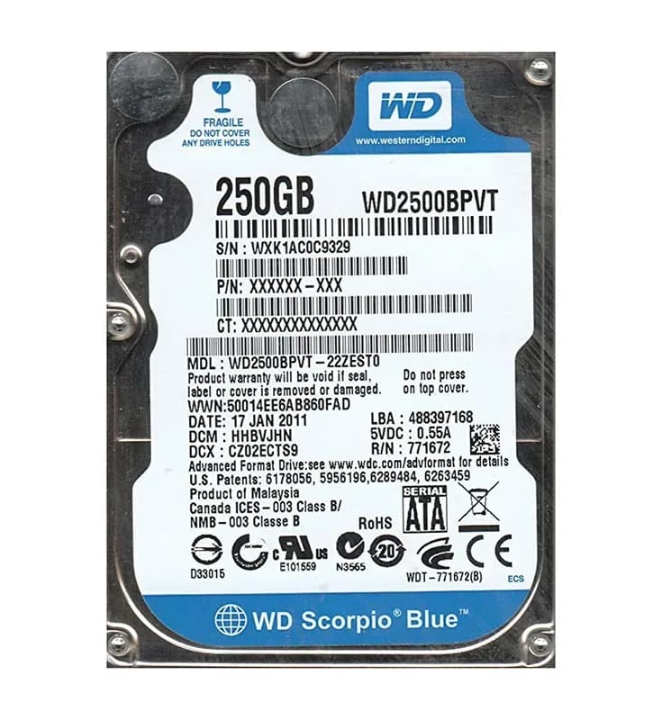 Western Digital WD2500BPVT-22ZEST0 250GB 3Gb/s SATA