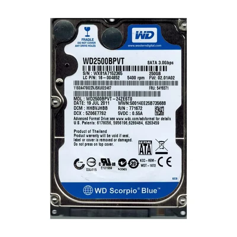 Western Digital WD2500BPVT-24ZEST0 250GB 3Gb/s SATA