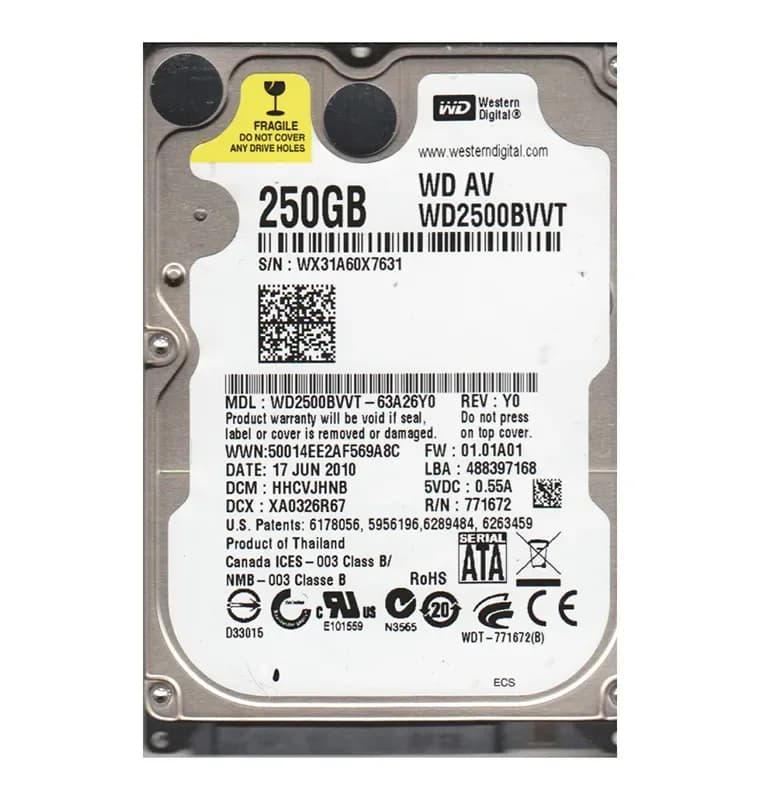 Western Digital WD2500BVVT-63A26Y0 250GB 3Gb/s SATA