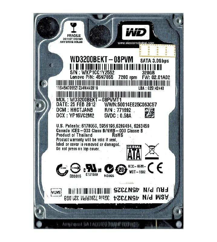 Western Digital WD3200BEKT-08PVM 320GB 3Gb/s SATA