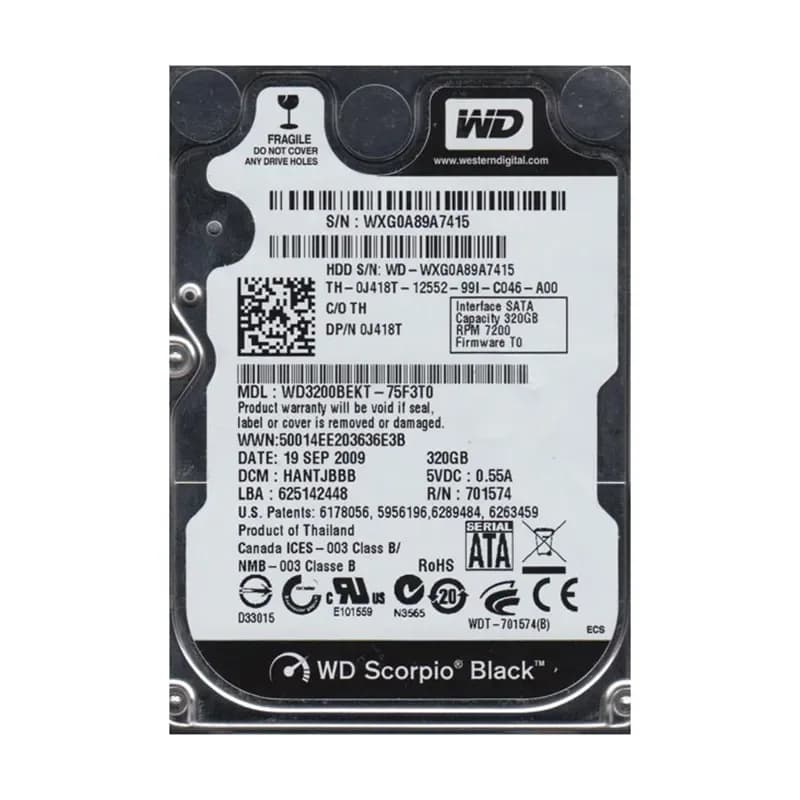 Western Digital WD3200BEKT-75F3T0 320GB 3Gb/s SATA