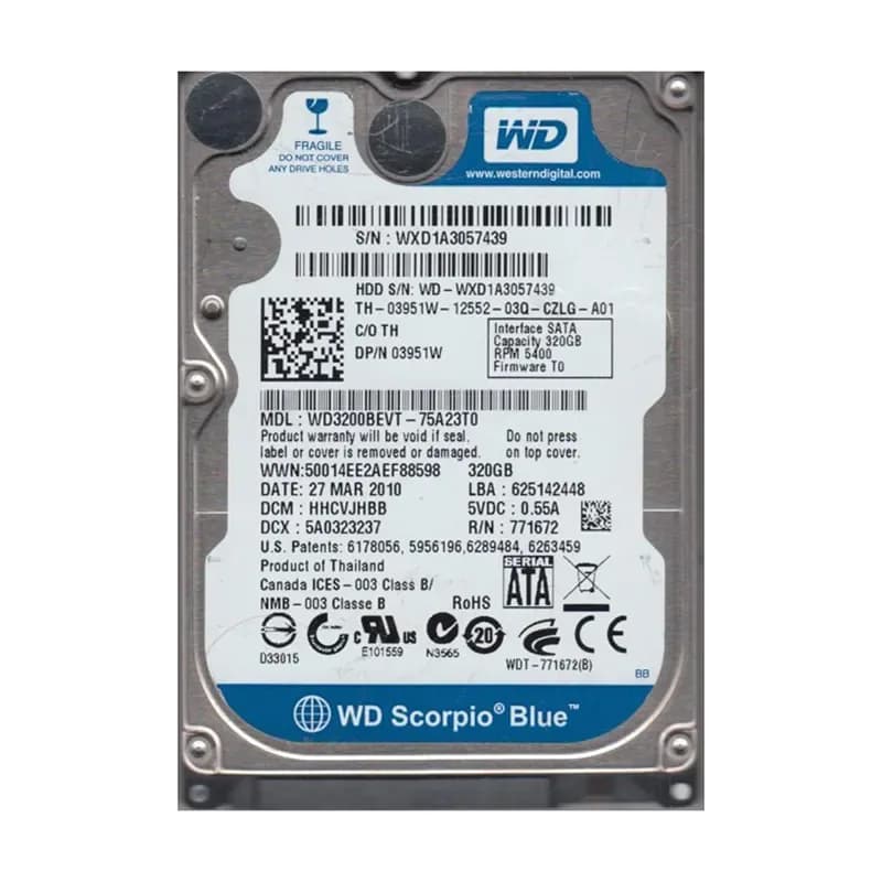 Western Digital WD3200BEVT-75A23T0 320GB 3Gb/s SATA