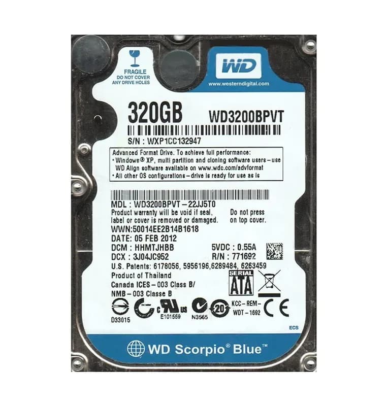 Western Digital WD3200BPVT-22JJ5T0 320GB 3Gb/s SATA