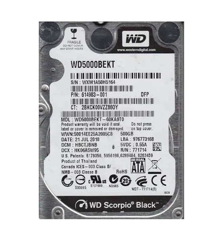 Western Digital WD5000BEKT-60KA9T0 500GB 3Gb/s SATA