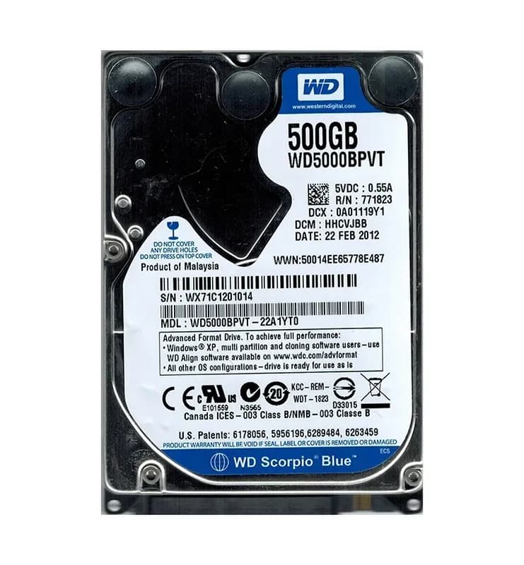 Western Digital WD5000BPVT-22A1YT0 500GB 3Gb/s SATA