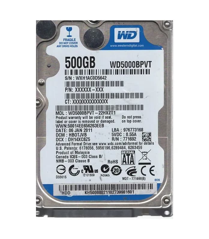 Western Digital WD5000BPVT-22HXZT1 500GB 3Gb/s SATA