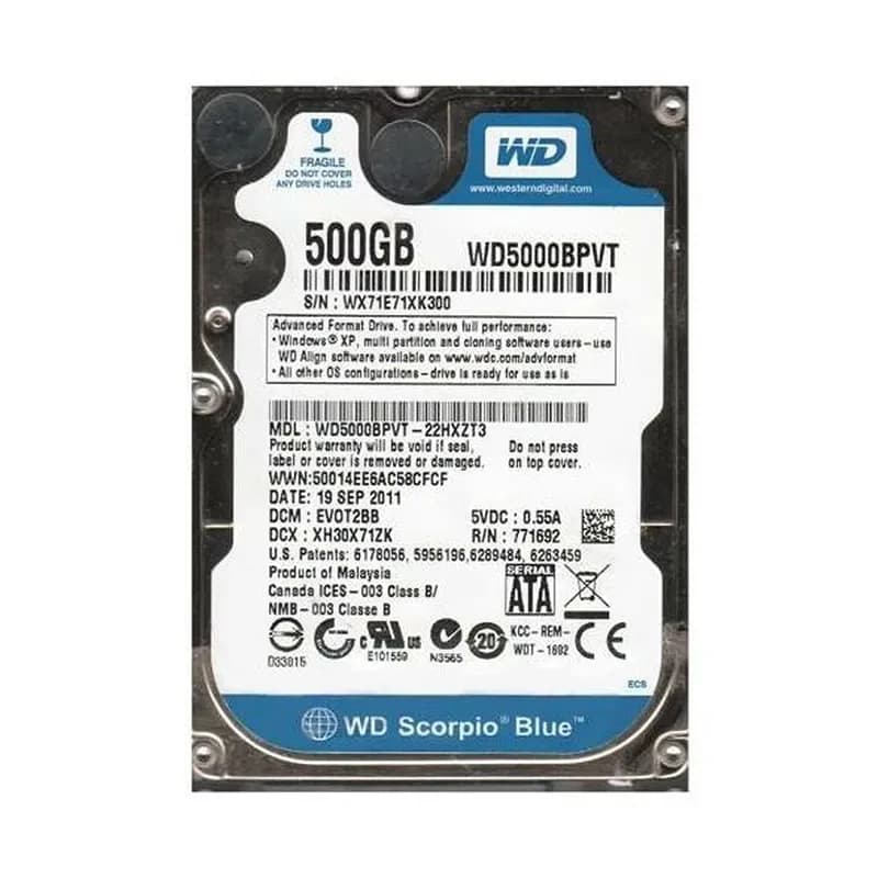 Western Digital WD5000BPVT-22HXZT3 500GB 3Gb/s SATA