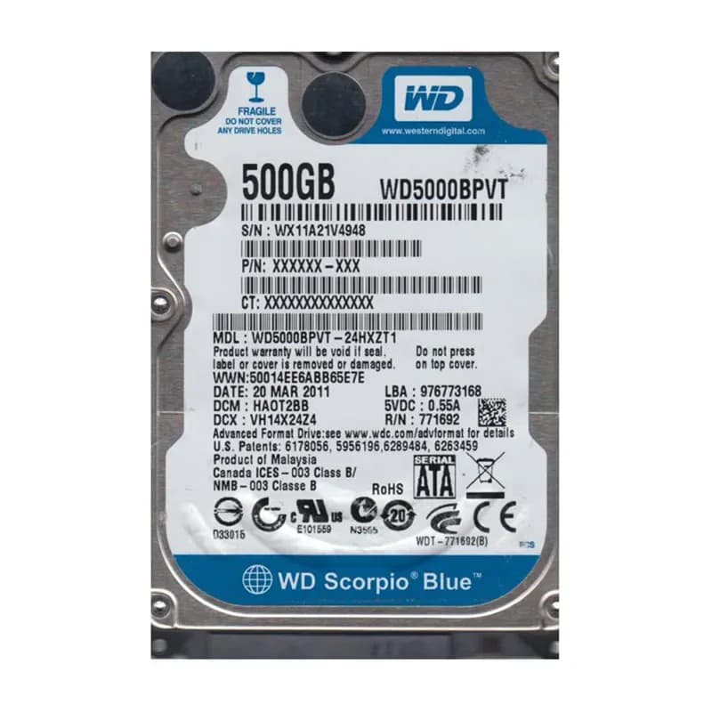 Western Digital WD5000BPVT-24HXZT1 500GB 3Gb/s SATA