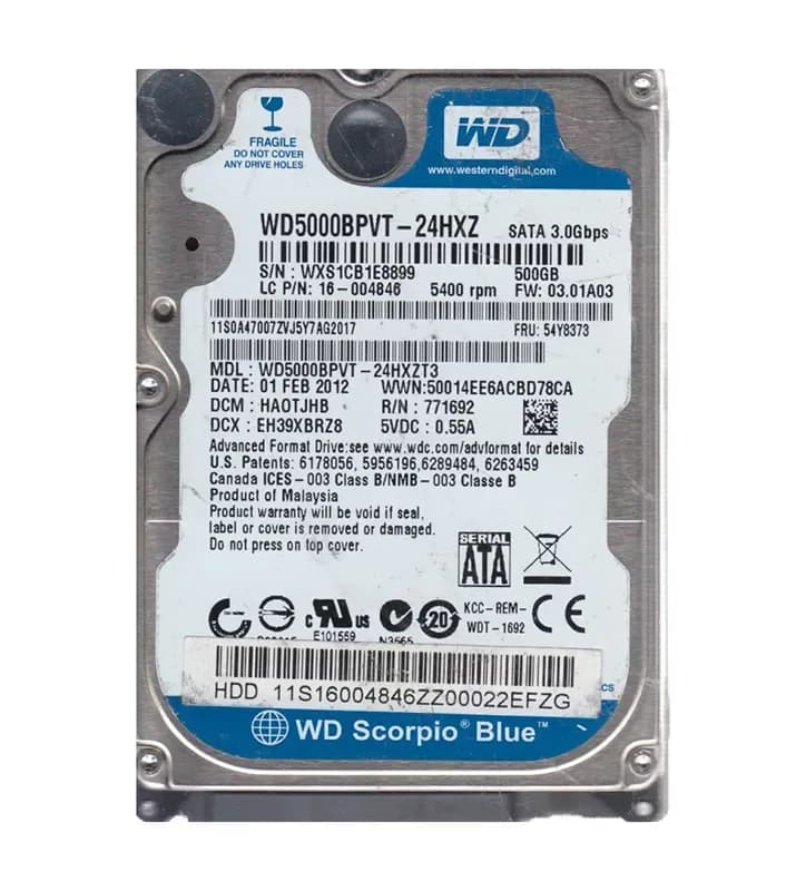 Western Digital WD5000BPVT-24HXZT3 500GB 3Gb/s SATA