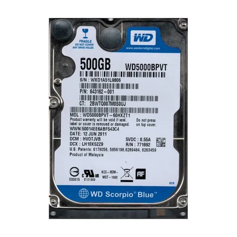 Western Digital WD5000BPVT-60HXZT1 500GB 3Gb/s SATA