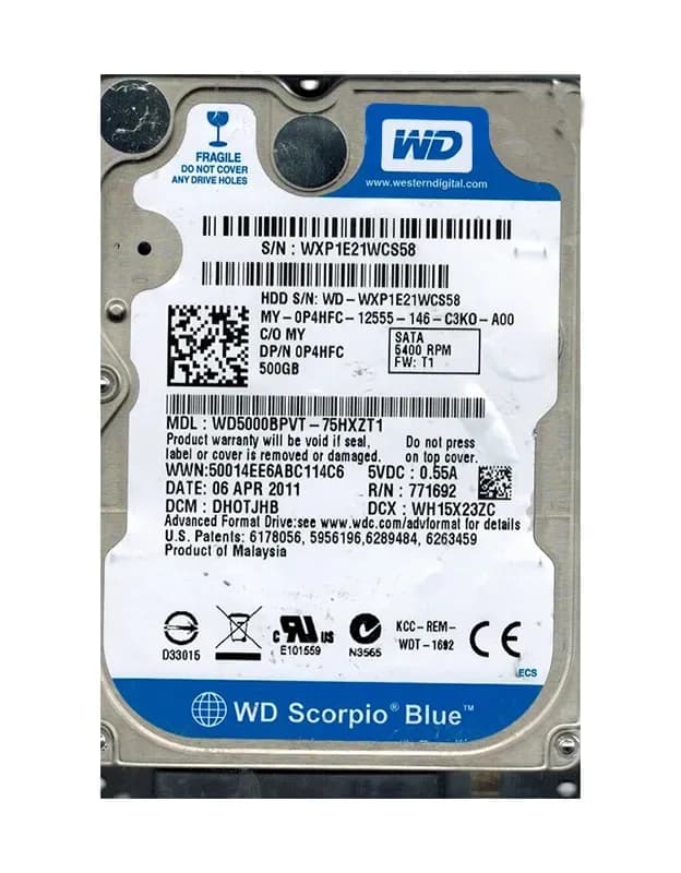 Western Digital WD5000BPVT-75HXZT1 500GB 3Gb/s SATA