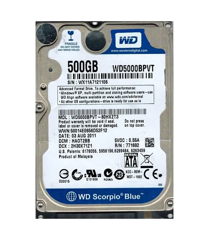 Western Digital WD5000BPVT-80HXZT3 500GB 3Gb/s SATA