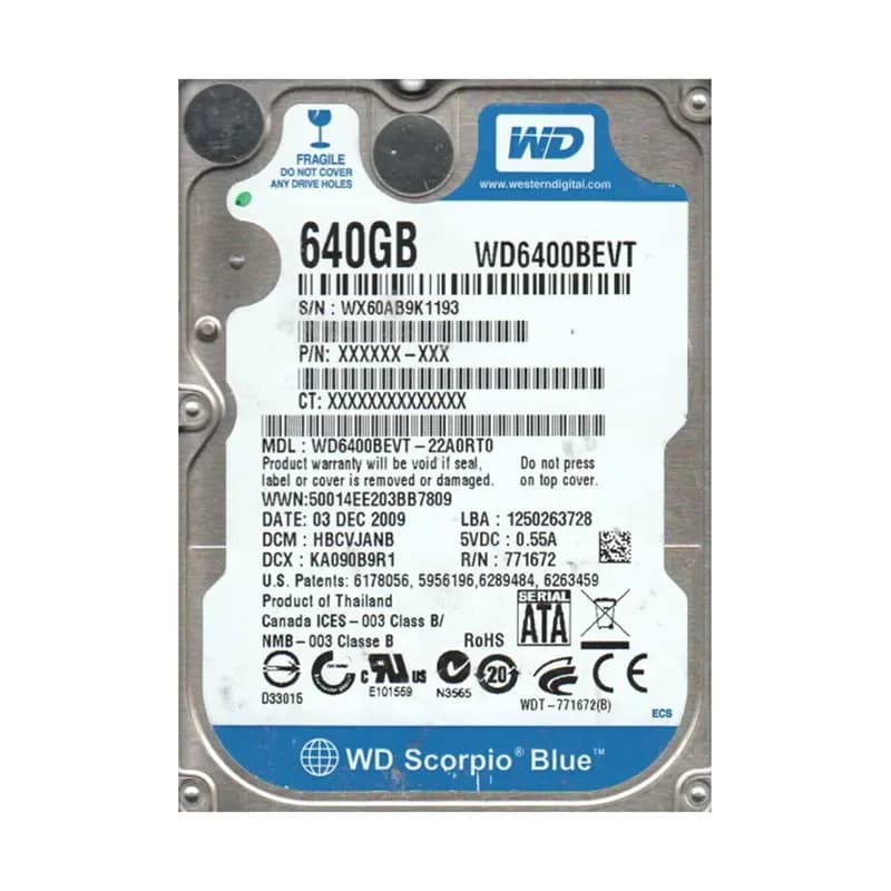 Western Digital WD6400BEVT-22A0RT0 640GB 3Gb/s SATA
