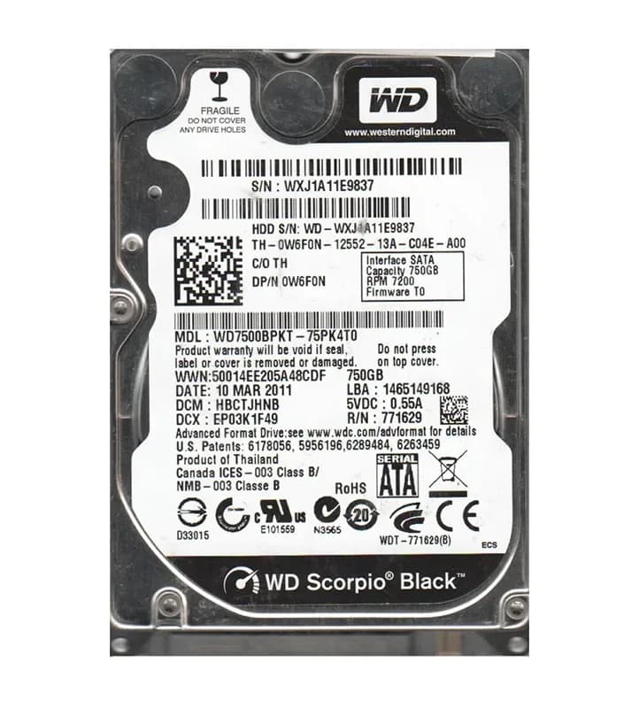Western Digital WD7500BPKT-75PK4T0 750GB 3Gb/s SATA